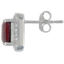 10k White Gold Garnet and Diamond Earrings