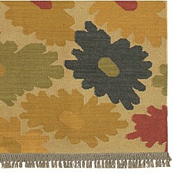 Flat-woven Bloom Wool Rug (8' x 11')
