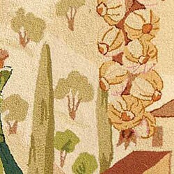 Hand-hooked Wine and Fruit Multicolor Wool Rug (6' x 9')