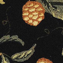 Hand-hooked Monkey Black Wool Runner (2'6 x 8')