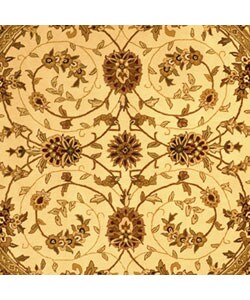 Handmade Traditions Isfahan Ivory Wool and Silk Rug (8' Round)
