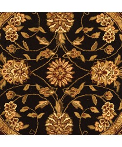 Handmade Traditions Isfahan Black/ Burgundy Wool and Silk Rug (4' Round)