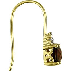 10k Yellow Gold Garnet Diamond and Hook Earrings