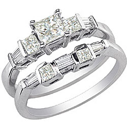 14k White Gold 1ct TDW Diamond Bridal Ring Set (I/J, I1)