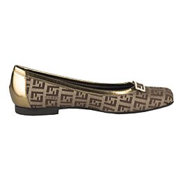 Fendi Women's Zucchino Gold Trim Ballet Flats