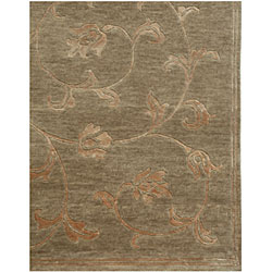 Hand-knotted Ankara Brown Wool Rug (5'6 x 8'6)