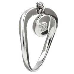 14k White Gold Dangle Half Moon Ring