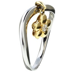 14k White Gold Dangle Flower Diamond Ring