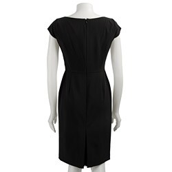 London Times Women's Black Cap-sleeve Dress