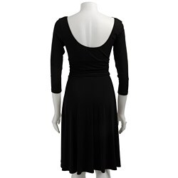 London Times Women's Black Cowl-neck Dress