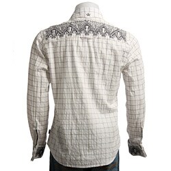 English Laundry Men's Diamond Check Embroidered Shirt