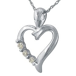 10k White Gold 1/10ct TDW Diamond Heart Necklace