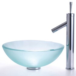 Kraus Frosted Glass Vessel Sink and Bruno Faucet