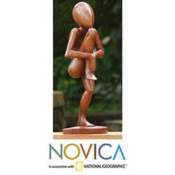 Wood 'Single Prop Yoga' Statuette (Indonesia)