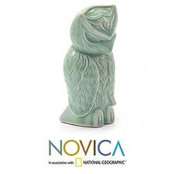 Celadon Ceramic 'The Owl' Statuette (Thailand)