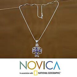 'Floral Cross' Amethyst Necklace (Indonesia)