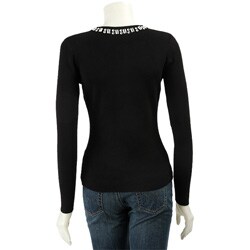 Cyrus Women's Long-sleeve Rhinestone Accented Sweater