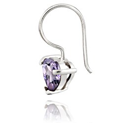 Glitzy Rocks Sterling Silver Heart-shaped Amethyst Earrings