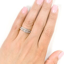 14k Gold 1ct TDW Emerald-cut Diamond Bridal Rings Set