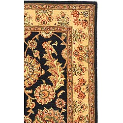 Handmade Masterpiece Navy/ Ivory Wool and Silk Rug (3' x 5')