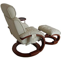 Luxury Massaging Off-white Recliner and Ottoman