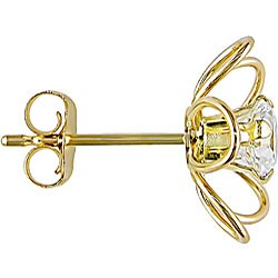 14k Yellow Gold CZ Earrings and Necklace Set