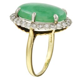 18k Yellow Gold Jade and 1/2ct TDW Diamond Ring (I, VS2)