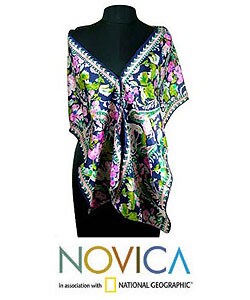 Silk 'Midnight Garden' Shawl (India)