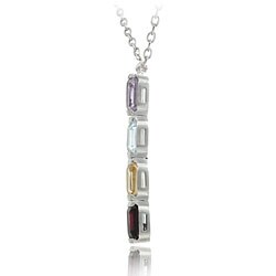 Glitzy Rocks Sterling Silver Multi Gemstone Necklace