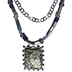 Sterling Silver Roman Glass and Crystal Necklace (Israel)