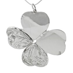 Sterling Silver 4-way Etched Heart Locket Necklace