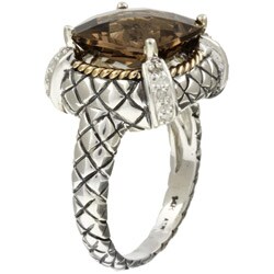 Meredith Leigh Sterling Silver Smokey Quartz and Diamond Ring