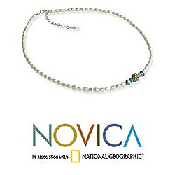 Sterling Silver 'Grace' Pearl and Turquoise Choker (Thailand)