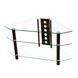 Bermuda 44-inch Corner Clear Black Glass TV Stand