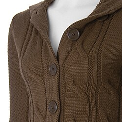 Ci Sono by Adi Junior's Hooded Cable Duster Sweater