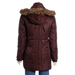 DKNY Women's Hooded Zip-front Down Coat