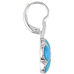 10k Gold 1/10ct TDW Diamond and Turquoise Earrings