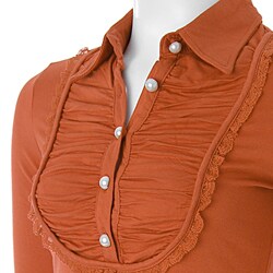 Everyday Brand Women's Lace Trim Collared Top