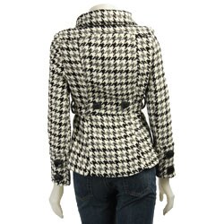 Last Kiss Short Houndstooth Funnel Neck D/B Belted Jacket