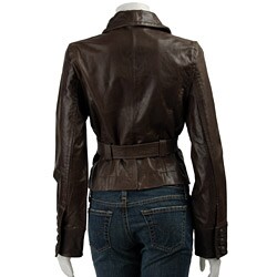 Identify Women's Belted Leather Jacket