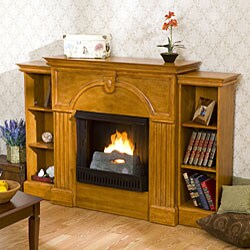 Luxemburg Oak Gel Fuel Bookcase Fireplace 