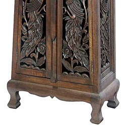 Hand-carved Bird Motif 40-inch Storage Cabinet