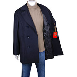 Mantoni Men's Navy Double-breasted Wool/ Cashmere Peacoat