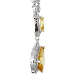 Sterling Silver 17-inch Yellow Pear CZ Drop Necklace