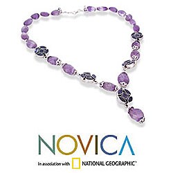 Silver 'Shy Violets' Amethyst and Iolite Necklace (India)