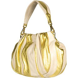 Prada Beige/ Gold Stripes Hobo Bag