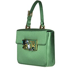 Prada Green Satin Top Handle Clutch