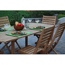 Solid Teak 7-piece Patio Table and Chairs Dining Set