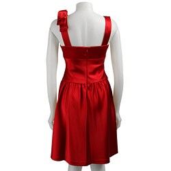 Suzi Chin for Maggy Boutique Women's Cherry Red Satin Dress 