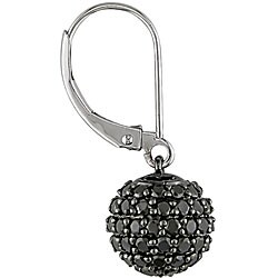 14k Gold 2ct TDW Black Diamond Leverback Ball Earrings
